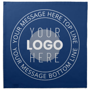 Your Logo & Customizable Circular Text Navy Blue Cloth Napkin