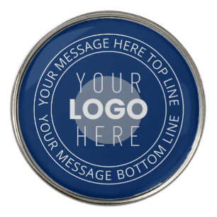 Your Logo & Customizable Circular Text Navy Blue Golf Ball Marker