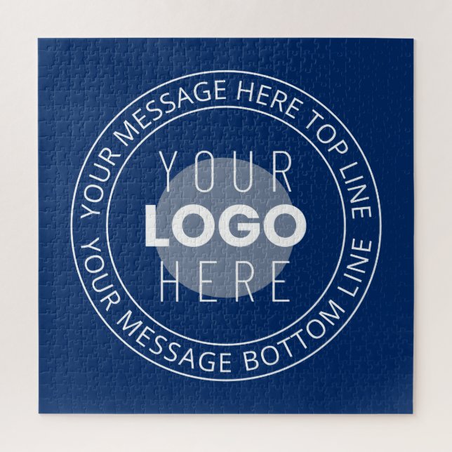 Your Logo & Customizable Circular Text | Navy Blue Jigsaw Puzzle (Vertical)