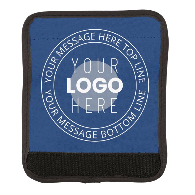 Your Logo & Customizable Circular Text | Navy Blue Luggage Handle Wrap (Front)