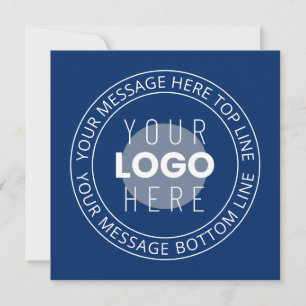 Your Logo & Customizable Circular Text   Navy Blue Note Card