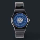 Your Logo & Customizable Circular Text | Navy Blue Watch<br><div class="desc">Simply replace with your uploaded logo or other image and customize text as you like.</div>
