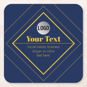Your Logo & Customizable Design Template Square Paper Coaster