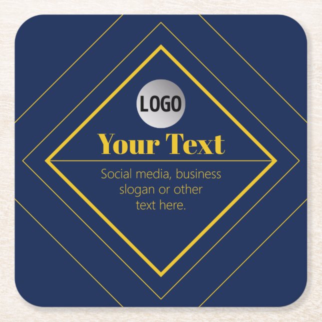Your Logo & Customizable Design Template Square Paper Coaster (Front)