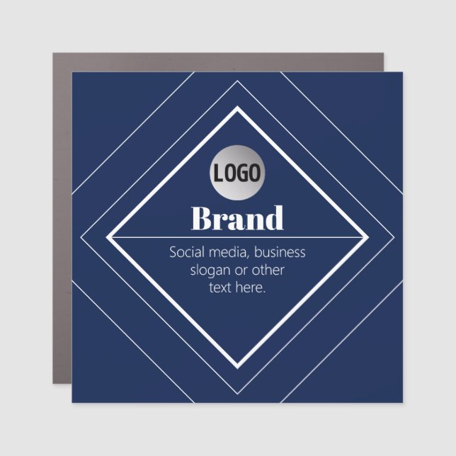 Your Logo & Customizable Modern Design | Navy Blue Car Magnet (Front)