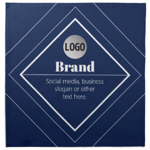 Your Logo & Customizable Modern Design   Navy Blue Cloth Napkin