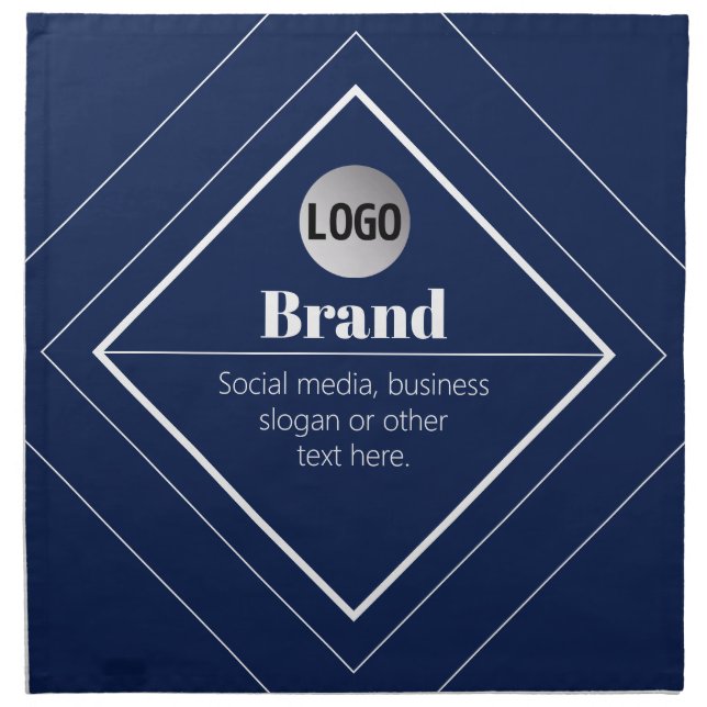 Your Logo & Customizable Modern Design | Navy Blue Cloth Napkin (Front)