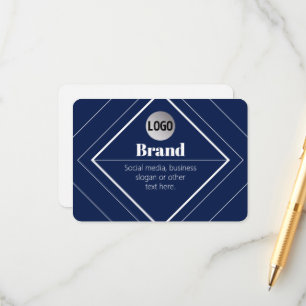 Your Logo & Customizable Modern Design   Navy Blue Enclosure Card