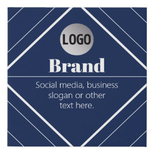 Your Logo & Customizable Modern Design Navy Blue Faux Canvas Print