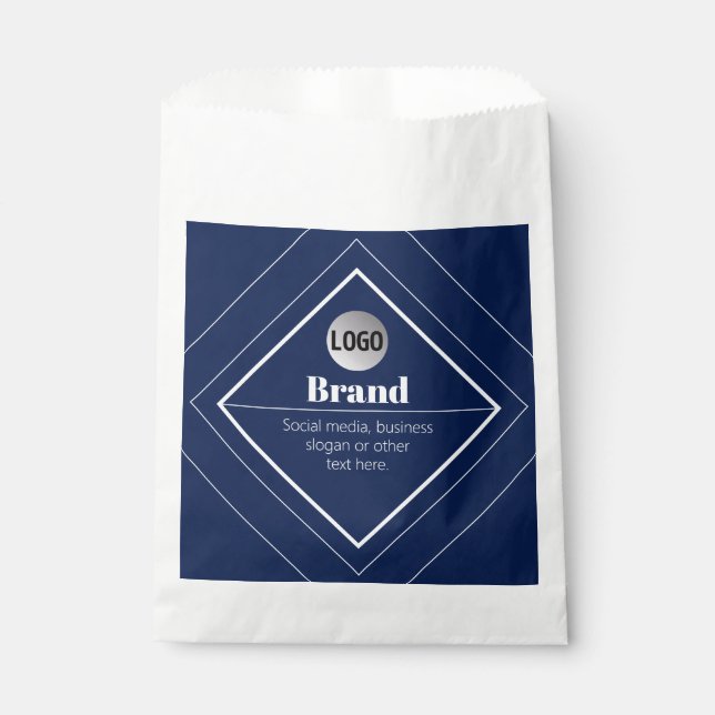 Your Logo & Customizable Modern Design | Navy Blue Favor Bag (Front)