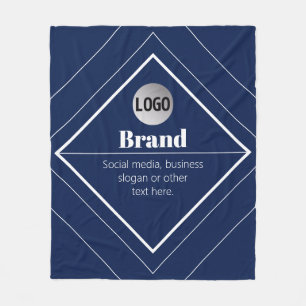 Your Logo & Customizable Modern Design   Navy Blue Fleece Blanket