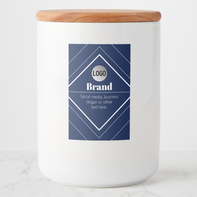 Your Logo & Customizable Modern Design | Navy Blue Food Label (Front)