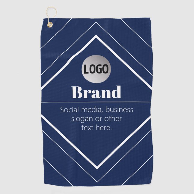 Your Logo & Customizable Modern Design | Navy Blue Golf Towel (Front)