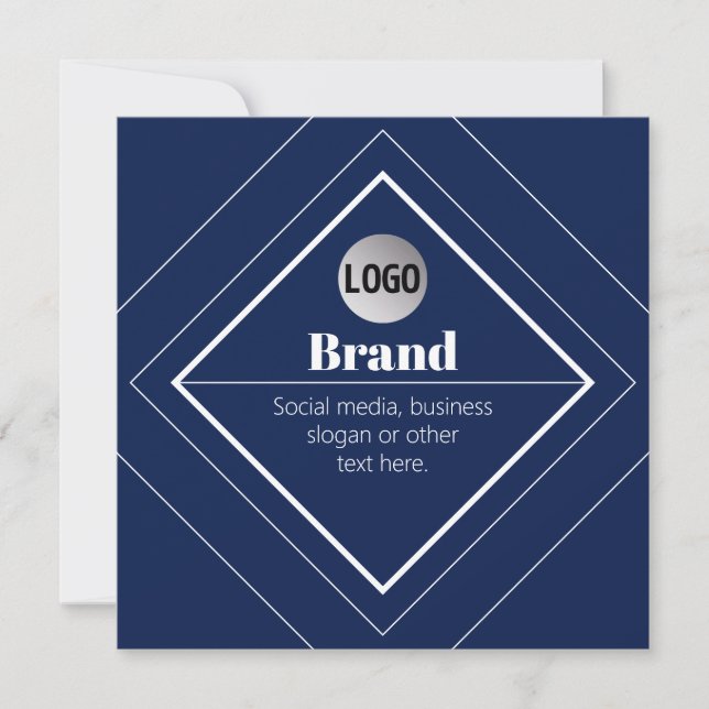 Your Logo & Customizable Modern Design | Navy Blue Invitation (Front)