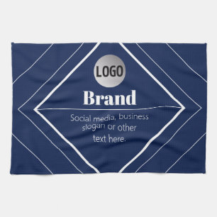 Your Logo & Customizable Modern Design   Navy Blue Kitchen Towel