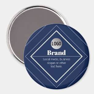 Your Logo & Customizable Modern Design   Navy Blue Magnet