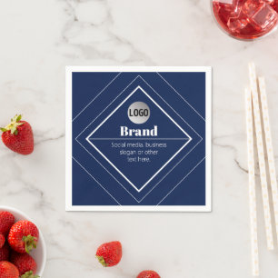 Your Logo & Customizable Modern Design   Navy Blue Napkins