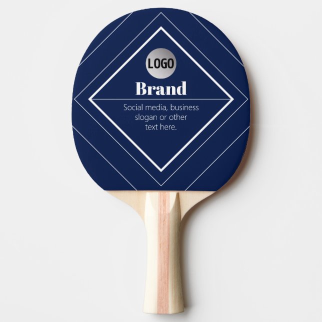 Your Logo & Customizable Modern Design | Navy Blue Ping Pong Paddle (Front)
