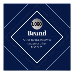 Your Logo & Customizable Modern Design Navy Blue Poster