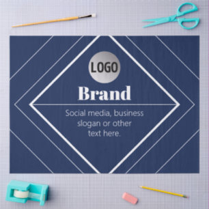 Your Logo & Customizable Modern Design Navy Blue Tissue Paper