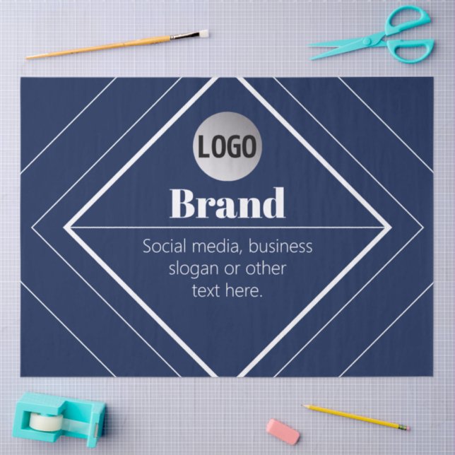 Your Logo & Customizable Modern Design | Navy Blue Tissue Paper (Craft)