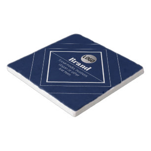 Your Logo & Customizable Modern Design Navy Blue Trivet