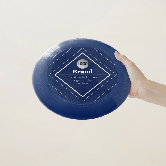 Your Logo & Customizable Modern Design | Navy Blue Wham-O Frisbee (In Hand)
