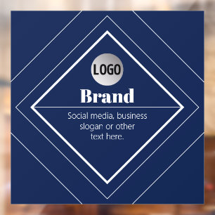 Your Logo & Customizable Modern Design Navy Blue Window Cling