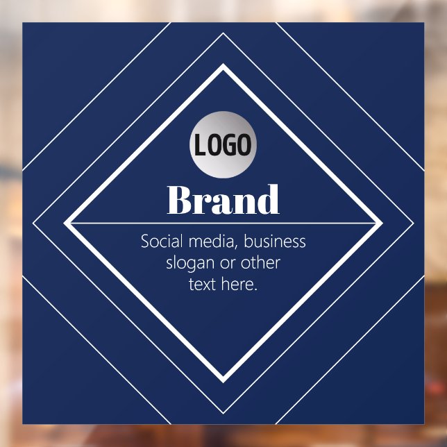 Your Logo & Customizable Modern Design | Navy Blue Window Cling (Sheet 2)