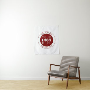 Your Logo & Customizable Text   Deep Red/DIY Color Tapestry