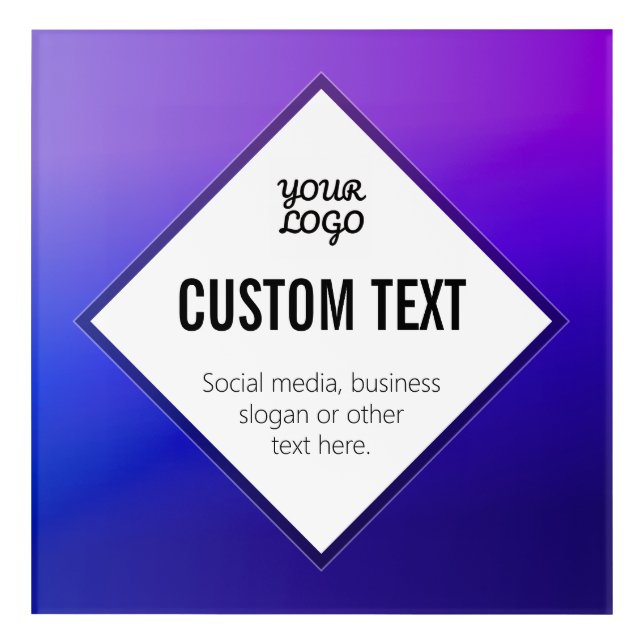 Your Logo & Customizable Text | Purple Ombre Acrylic Print (Front)