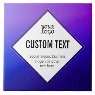 Your Logo & Customizable Text Purple Ombre Ceramic Tile
