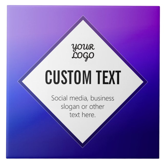 Your Logo & Customizable Text | Purple Ombre Ceramic Tile (Front)