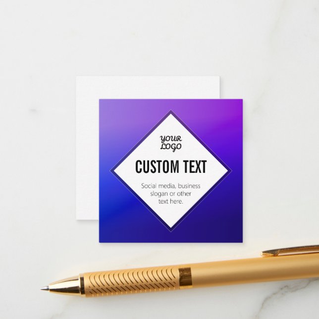 Your Logo & Customizable Text | Purple Ombre Enclosure Card (Front/Back In Situ)