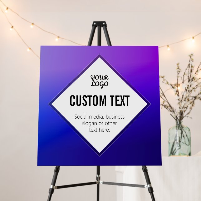 Your Logo & Customizable Text | Purple Ombre Foam Board (In Situ (Stand))