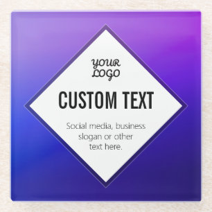Your Logo & Customizable Text   Purple Ombre Glass Coaster