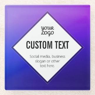 Your Logo & Customizable Text | Purple Ombre Glass Coaster