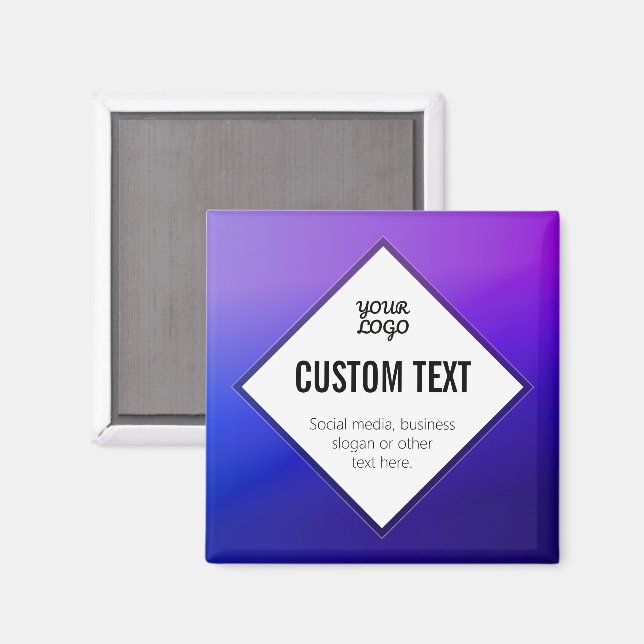 Your Logo & Customizable Text | Purple Ombre Magnet (Front/Back)