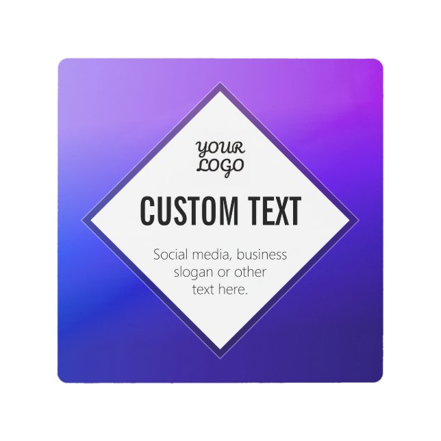 Your Logo & Customizable Text | Purple Ombre Metal Print (Front)