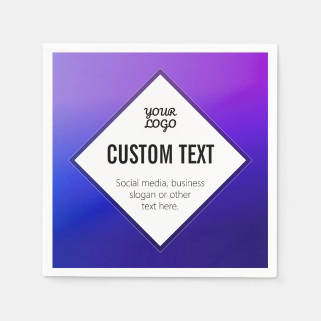 Your Logo & Customizable Text | Purple Ombre Napkins (Front)