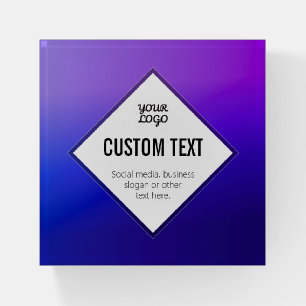 Your Logo & Customizable Text Purple Ombre Paperweight