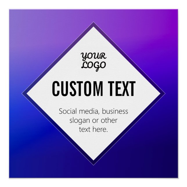 Your Logo & Customizable Text | Purple Ombre Poster (Front)