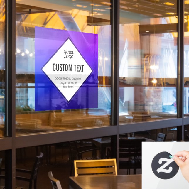 Your Logo & Customizable Text | Purple Ombre Window Cling (Restaurant Window)