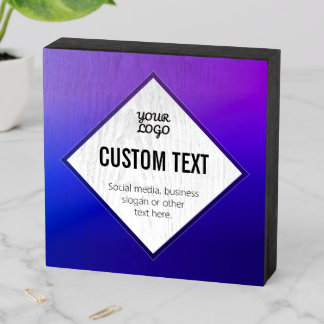 Your Logo & Customizable Text | Purple Ombre Wooden Box Sign