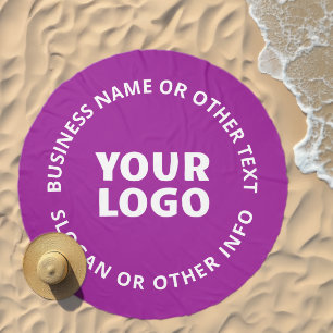 Your Logo & Customizable Text Purple Violet Beach Towel