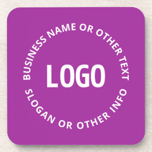 Your Logo & Customizable Text Purple Violet Beverage Coaster