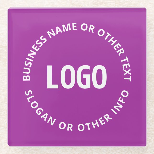 Your Logo & Customizable Text | Purple Violet Glass Coaster (Front)