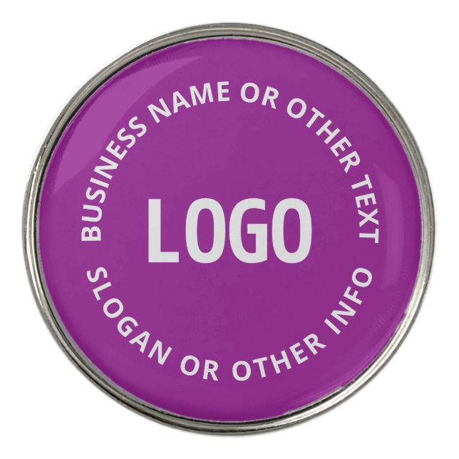 Your Logo & Customizable Text | Purple Violet Golf Ball Marker (Front)