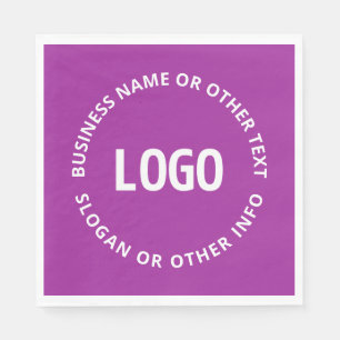 Your Logo & Customizable Text Purple Violet Napkins