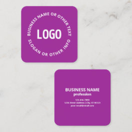 Your Logo & Customizable Text Purple Violet Square Business Card